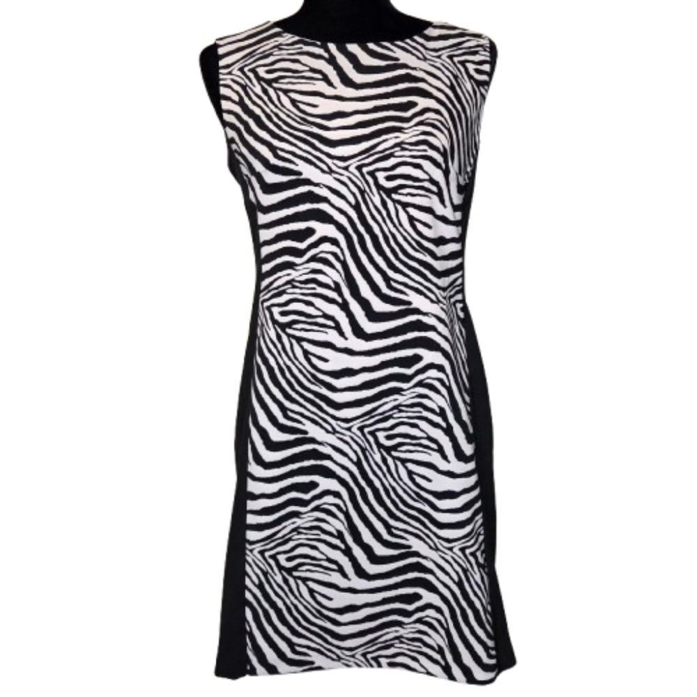 Connected Women's Sleeveless Sheath Zebra Print Dress Size 4P
